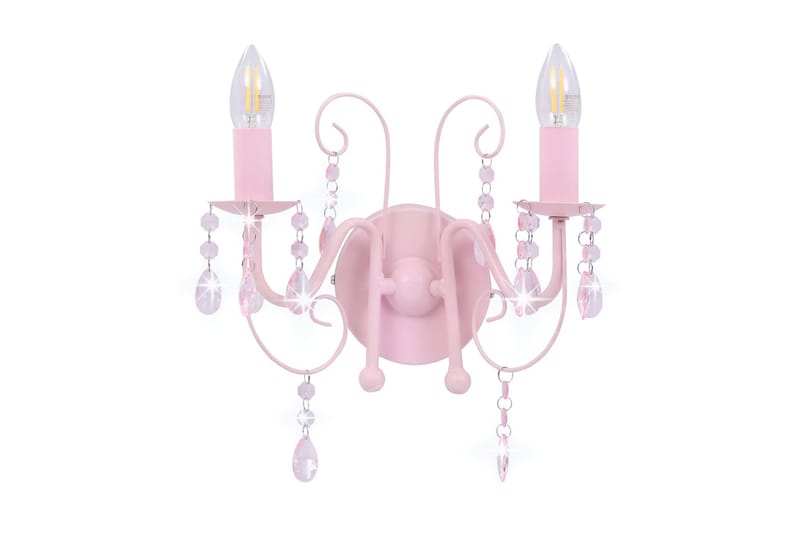 Vägglampa med pärlor rosa 2xE14-lampor - Rosa - Sovrumslampa - Vägglampor & väggbelysning - Sänglampa vägg