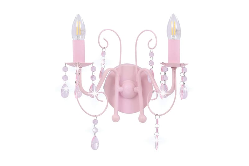 Vägglampa med pärlor rosa 2xE14-lampor - Rosa - Sovrumslampa - Sänglampa vägg - Vägglampor & väggbelysning