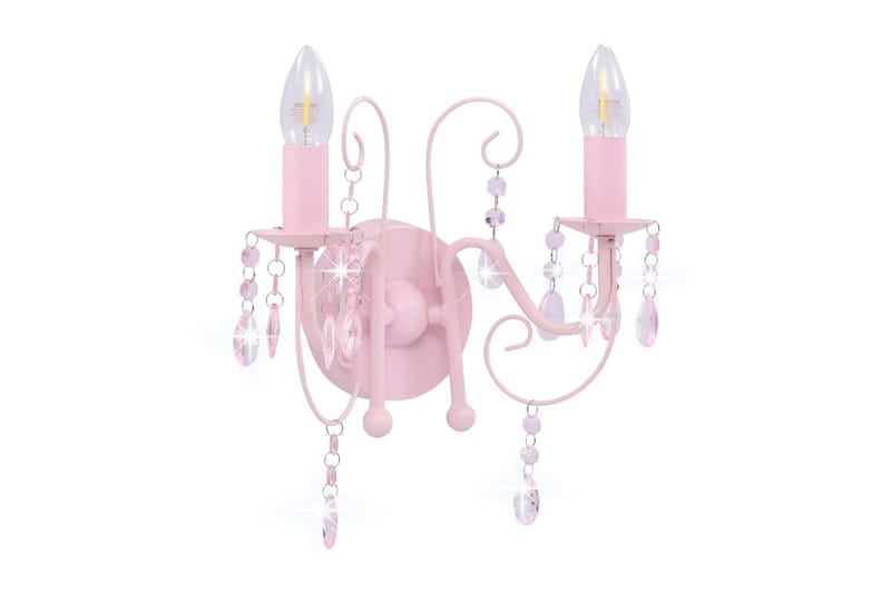 Vägglampa med pärlor rosa 2xE14-lampor - Rosa - Sovrumslampa - Vägglampor & väggbelysning - Sänglampa vägg