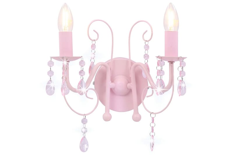 Vägglampa med pärlor rosa 2xE14-lampor - Rosa - Sovrumslampa - Vägglampor & väggbelysning - Sänglampa vägg