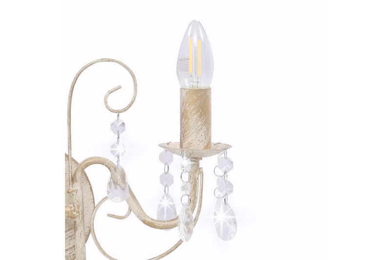 Vägglampa med pärlor antikvit 2xE14-glödlampor - Vit - Belysning - Inomhusbelysning & lampor - Vägglampor & väggbelysning