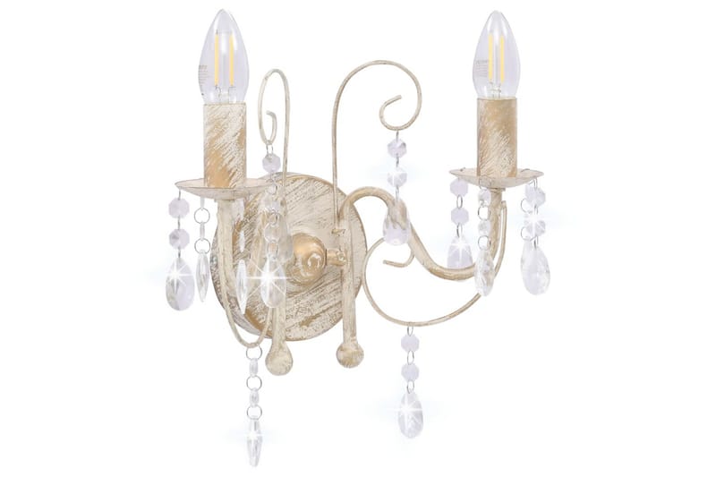 Vägglampa med pärlor antikvit 2xE14-glödlampor - be Basic - Belysning - Inomhusbelysning & lampor - Vägglampor & väggbelysning