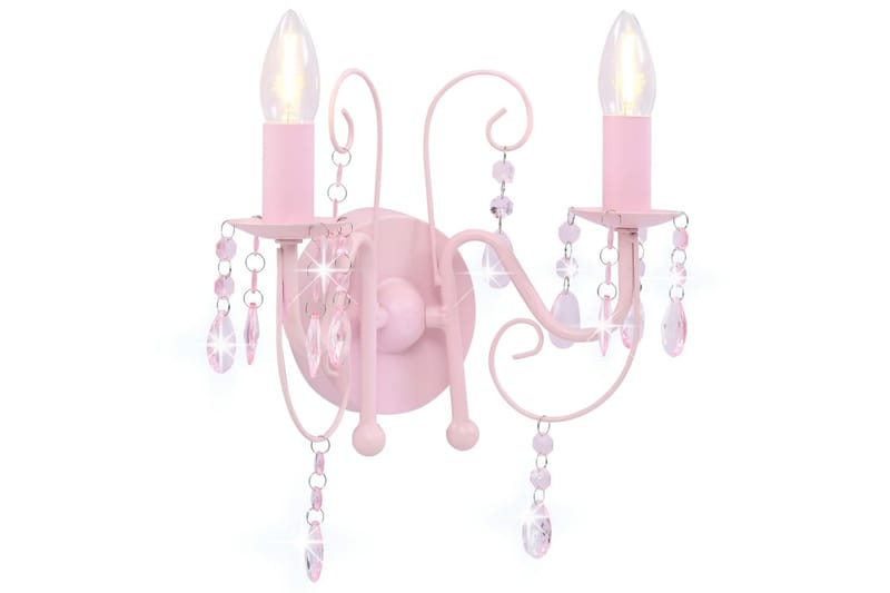 Vägglampa med pärlor rosa 2xE14-lampor - Rosa - Belysning - Inomhusbelysning & lampor - Vägglampor & väggbelysning