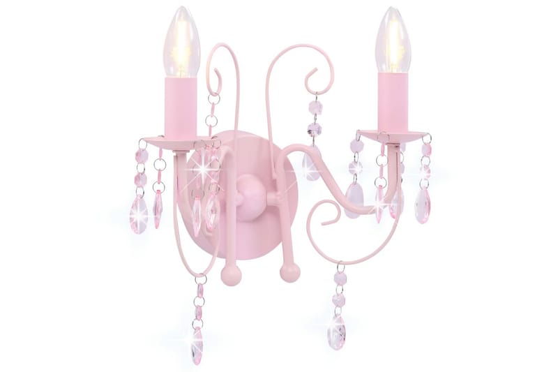 Vägglampa med pärlor rosa 2xE14-lampor - Rosa - Sovrumslampa - Vägglampor & väggbelysning - Sänglampa vägg