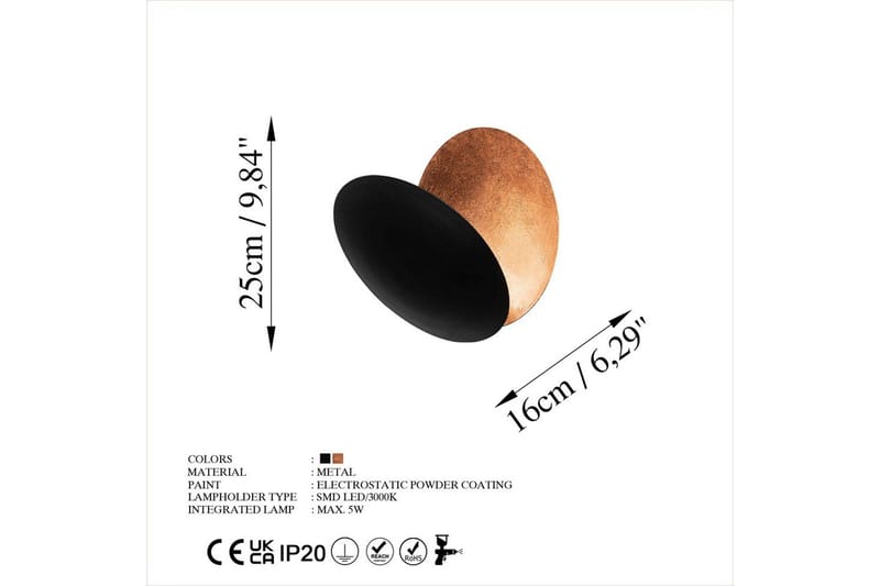 Vägglampa Zandel Svart / Koppar - Svart / Koppar - Belysning - Inomhusbelysning & lampor - Vägglampor & väggbelysning