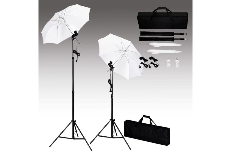Fotostudio med bakgrunder, lampor och paraplyer - Svart - Belysning - Ljuskällor & glödlampor - Arbetsbelysning - Fotobelysning & studiobelysning