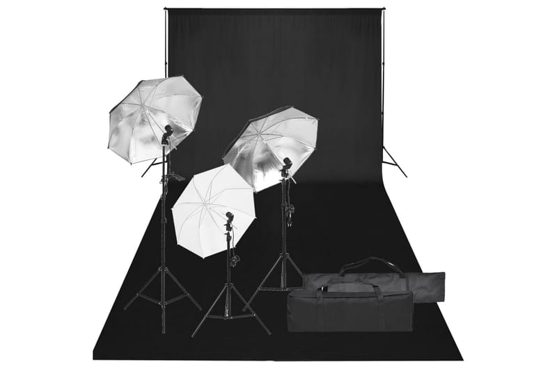 Fotostudio med lampor och bakgrund - Svart - Belysning - Ljuskällor & glödlampor - Arbetsbelysning - Fotobelysning & studiobelysning