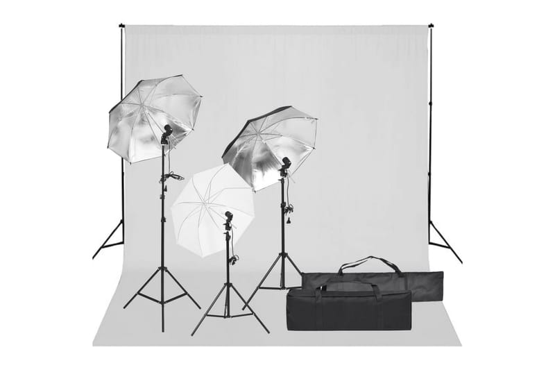 Fotostudio med lampor och bakgrund - Svart - Belysning - Ljuskällor & glödlampor - Arbetsbelysning - Fotobelysning & studiobelysning