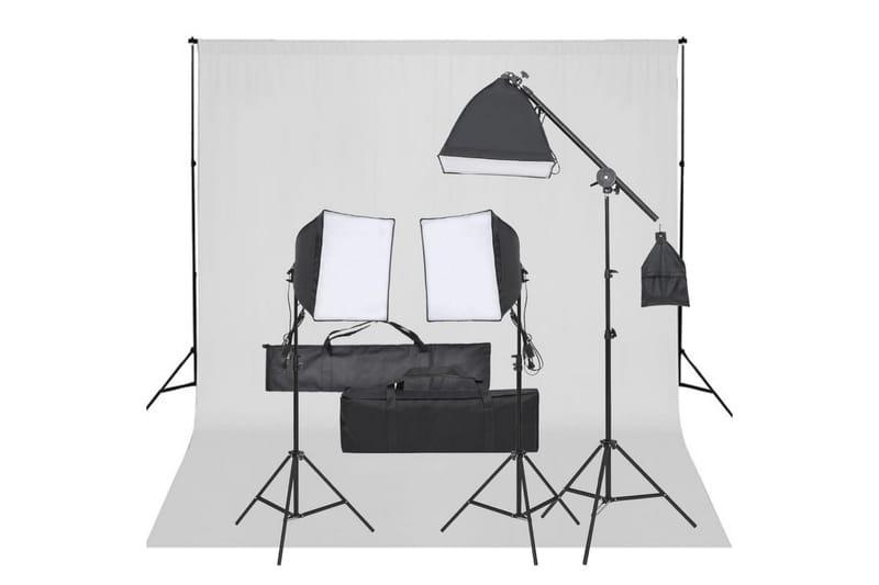 Fotostudio med lampor och bakgrund - Svart - Fotobelysning & studiobelysning