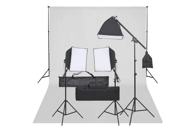 Fotostudio med lampor och bakgrund - Svart - Fotobelysning & studiobelysning