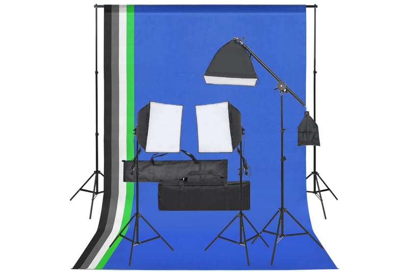 Fotostudio med lampor och bakgrund - Svart - Belysning - Ljuskällor & glödlampor - Arbetsbelysning - Fotobelysning & studiobelysning