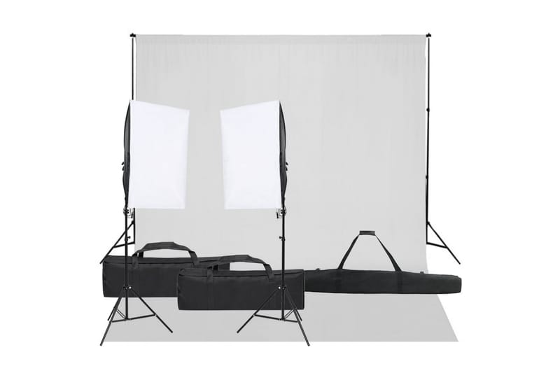 Fotostudio med lampor och bakgrund - Svart - Belysning - Ljuskällor & glödlampor - Arbetsbelysning - Fotobelysning & studiobelysning