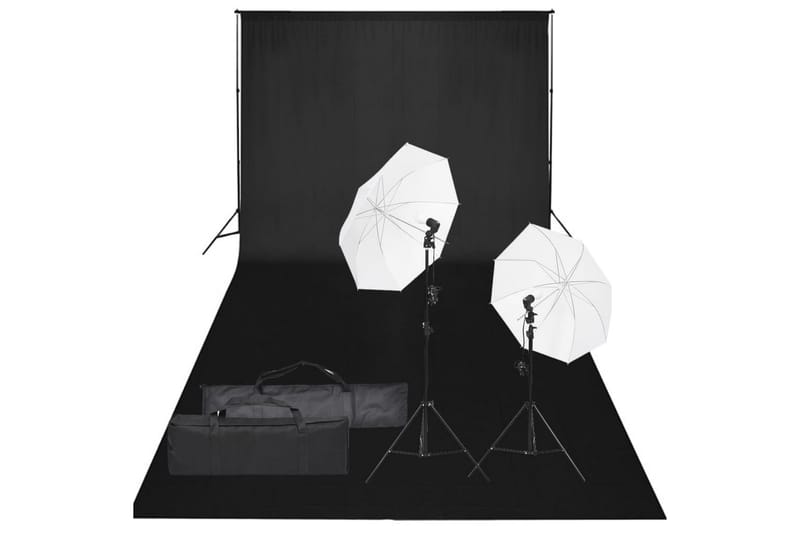 Fotostudio med lampor och bakgrund - Svart - Belysning - Ljuskällor & glödlampor - Arbetsbelysning - Fotobelysning & studiobelysning