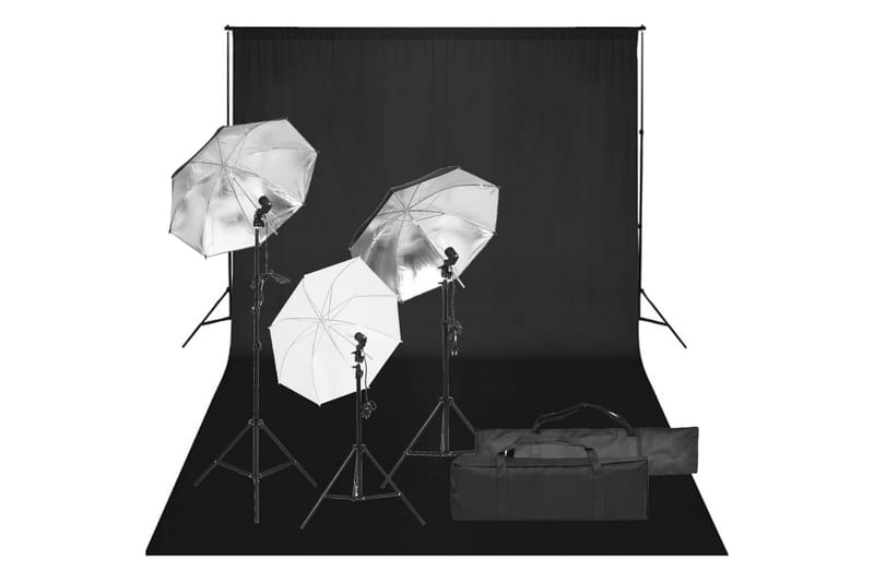 Fotostudio med lampor och bakgrund - Svart - Belysning - Ljuskällor & glödlampor - Arbetsbelysning - Fotobelysning & studiobelysning