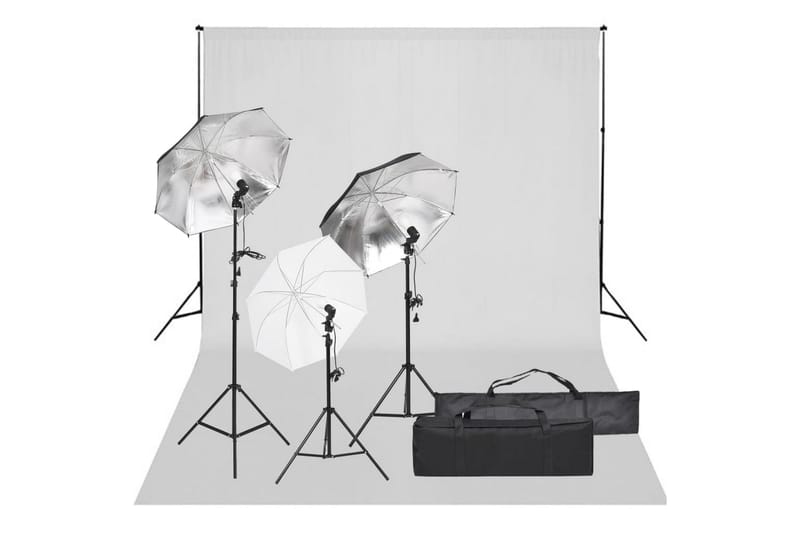 Fotostudio med lampor och bakgrund - Svart - Fotobelysning & studiobelysning