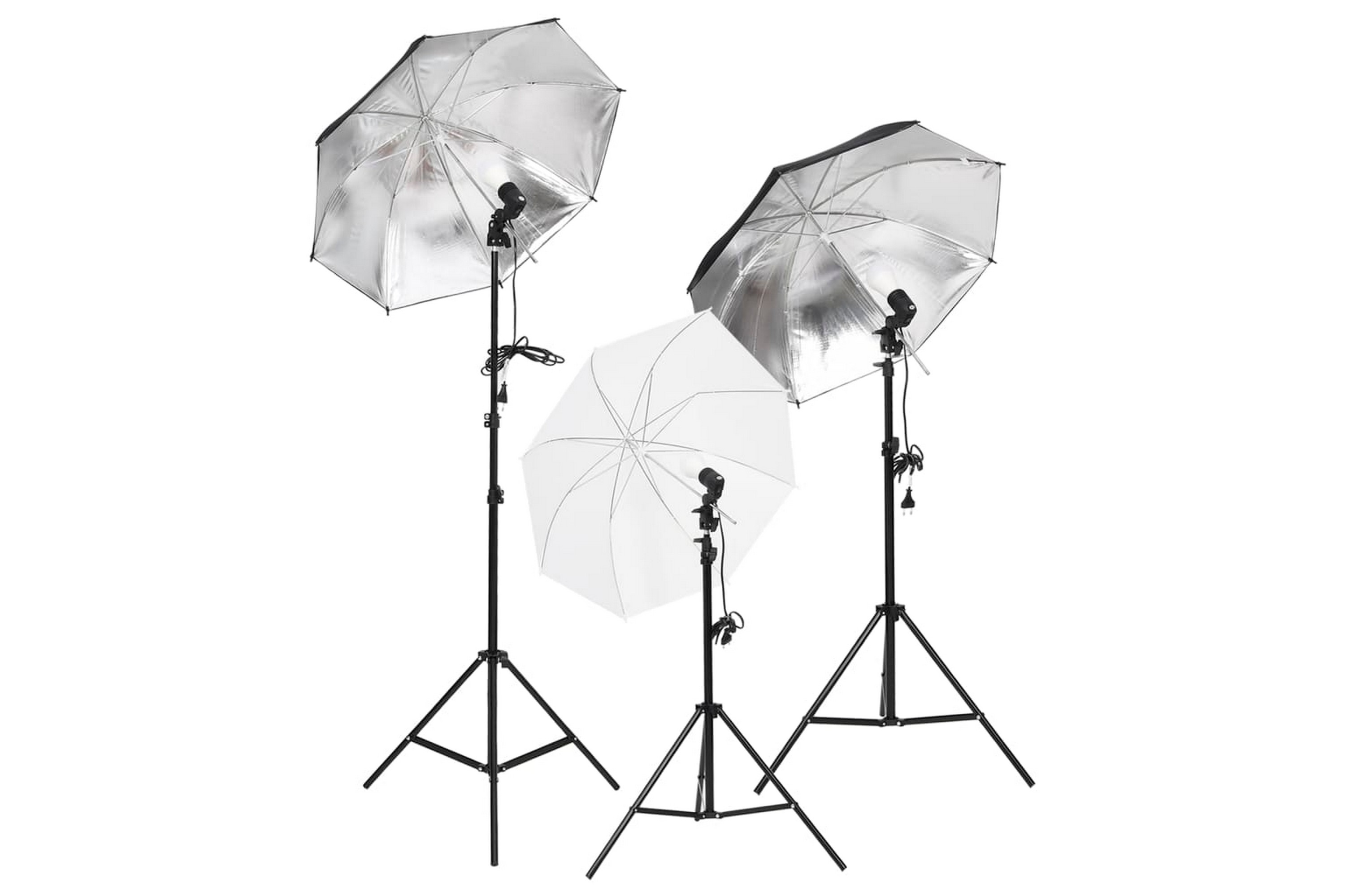 Studiobelysning med stativ & paraplyer – Vit