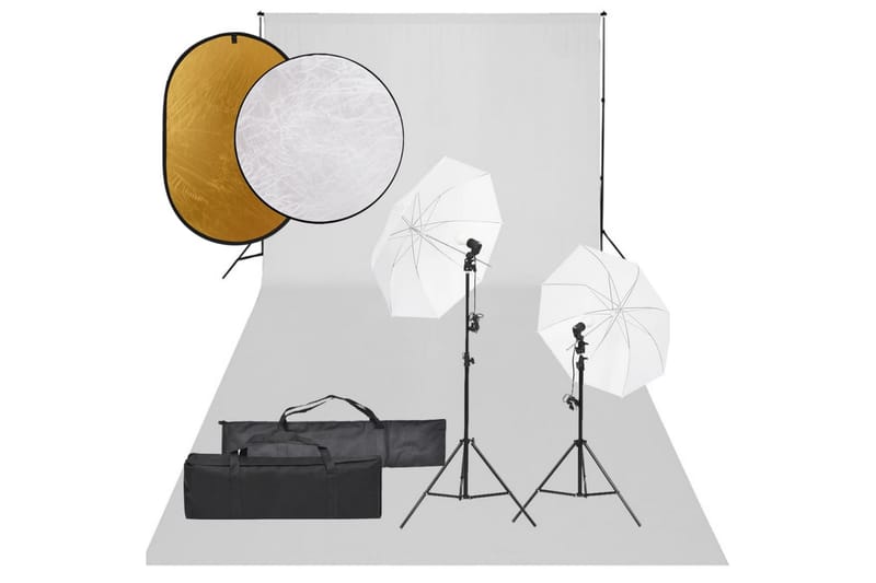 Fotostudio med lampor, bakgrund och reflexskärm - Svart - Fotobelysning & studiobelysning