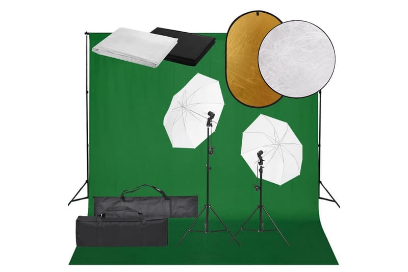 Fotostudio med lampor, bakgrund och reflexskärm - Svart - Belysning - Ljuskällor & glödlampor - Arbetsbelysning - Fotobelysning & studiobelysning