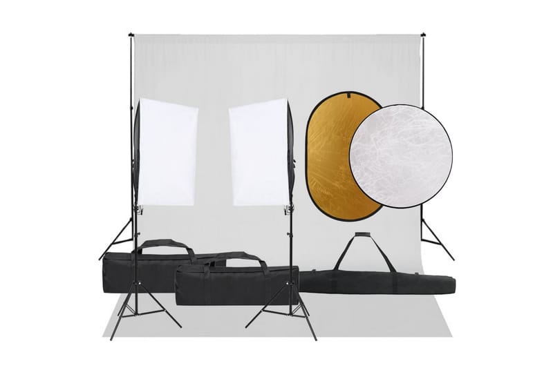 Fotostudio med lampor, bakgrund och reflexskärm - Svart - Fotobelysning & studiobelysning