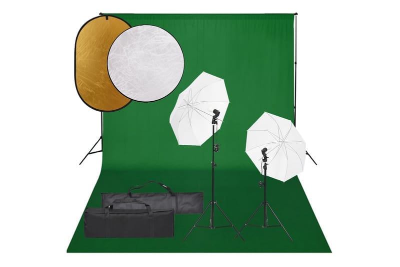 Fotostudio med lampor, bakgrund och reflexskärm - Svart - Belysning - Ljuskällor & glödlampor - Arbetsbelysning - Fotobelysning & studiobelysning