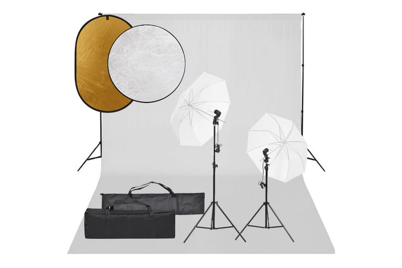 Fotostudio med lampor, bakgrund och reflexskärm - Svart - Belysning - Ljuskällor & glödlampor - Arbetsbelysning - Fotobelysning & studiobelysning