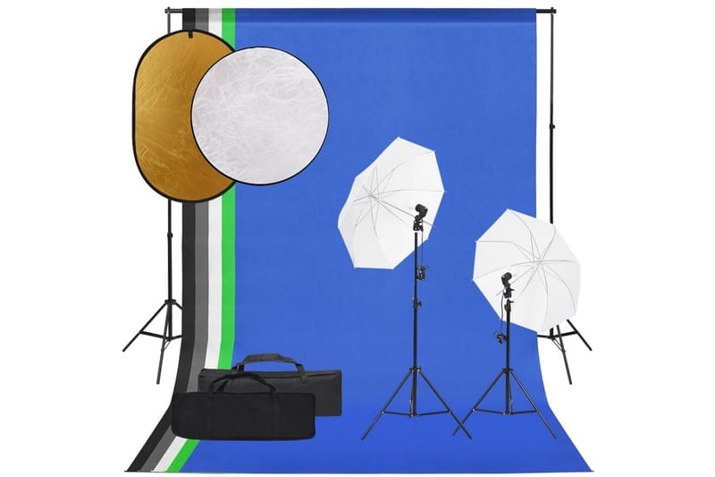 Fotostudio med lampor, bakgrund och reflexskärm - Svart - Belysning - Ljuskällor & glödlampor - Arbetsbelysning - Fotobelysning & studiobelysning