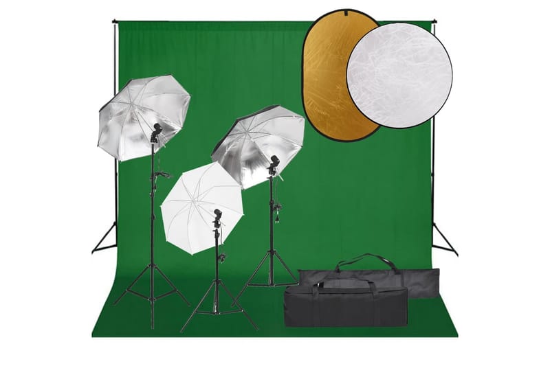 Fotostudio med lampor, bakgrund och reflexskärm - Svart - Belysning - Ljuskällor & glödlampor - Arbetsbelysning - Fotobelysning & studiobelysning