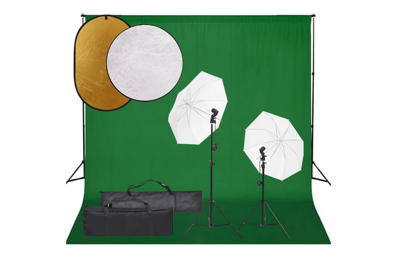 Fotostudio med lampor, bakgrund och reflexskärm - Svart - Belysning - Ljuskällor & glödlampor - Arbetsbelysning - Fotobelysning & studiobelysning
