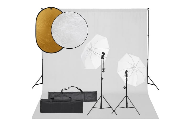 Fotostudio med lampor, bakgrund och reflexskärm - Svart - Belysning - Ljuskällor & glödlampor - Arbetsbelysning - Fotobelysning & studiobelysning
