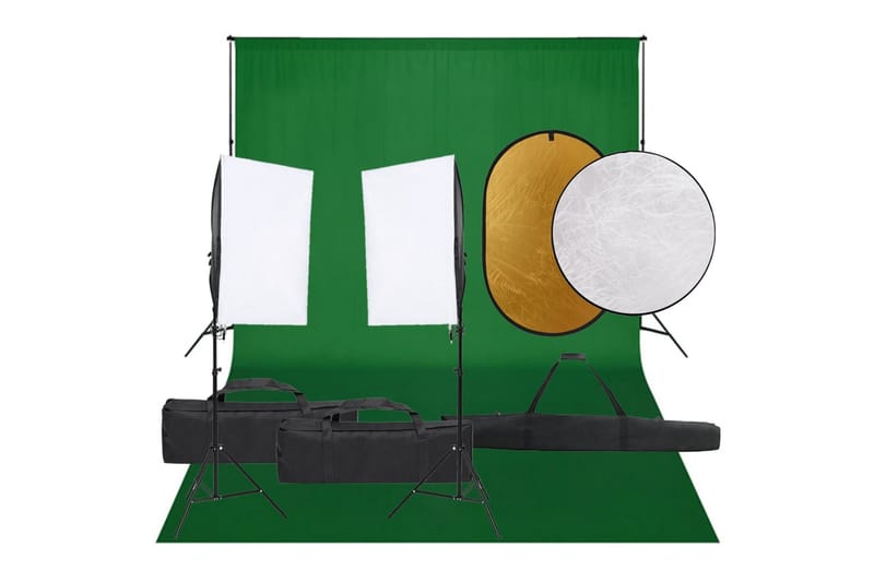 Fotostudio med lampor, bakgrund och reflexskärm - Svart - Belysning - Ljuskällor & glödlampor - Arbetsbelysning - Fotobelysning & studiobelysning