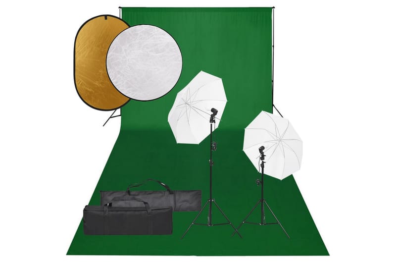 Fotostudio med lampor, bakgrund och reflexskärm - Svart - Belysning - Ljuskällor & glödlampor - Arbetsbelysning - Fotobelysning & studiobelysning