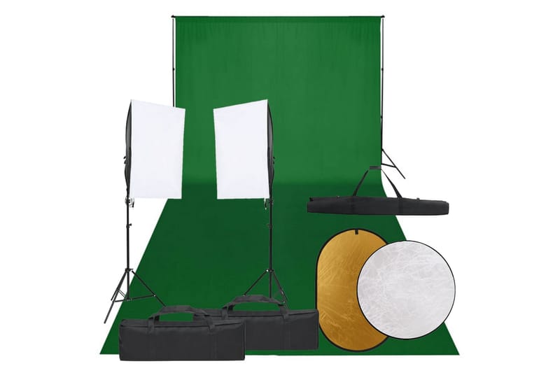 Fotostudio med lampor, bakgrund och reflexskärm - Svart - Belysning - Ljuskällor & glödlampor - Arbetsbelysning - Fotobelysning & studiobelysning