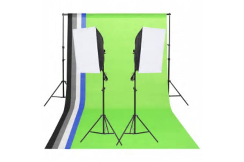Fotostudio med lampor, bakgrund och reflexskärm - Svart - Belysning - Ljuskällor & glödlampor - Arbetsbelysning - Fotobelysning & studiobelysning
