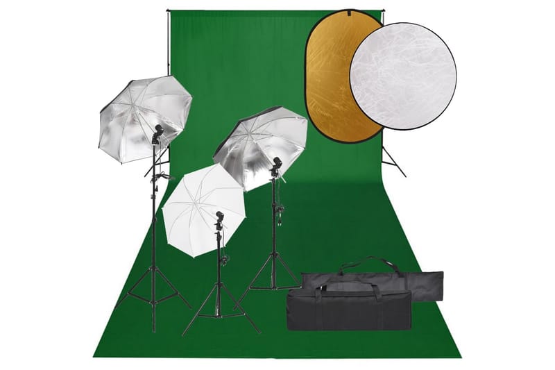 Fotostudio med lampor, bakgrund och reflexskärm - Svart - Belysning - Ljuskällor & glödlampor - Arbetsbelysning - Fotobelysning & studiobelysning