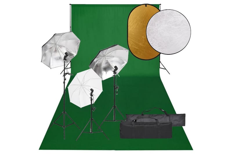 Fotostudio med lampor, bakgrund och reflexskärm - Svart - Fotobelysning & studiobelysning