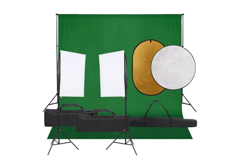 Fotostudio med lampor, bakgrund och reflexskärm - Svart - Fotobelysning & studiobelysning