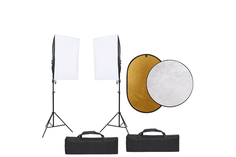 Fotostudio med lampor och reflexskärm - Svart - Belysning - Ljuskällor & glödlampor - Arbetsbelysning - Fotobelysning & studiobelysning