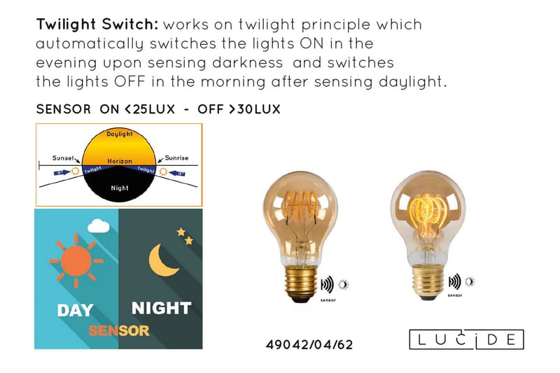 LED-LAMPA med Sensor 4W Amber - Lucide - LED-lampa