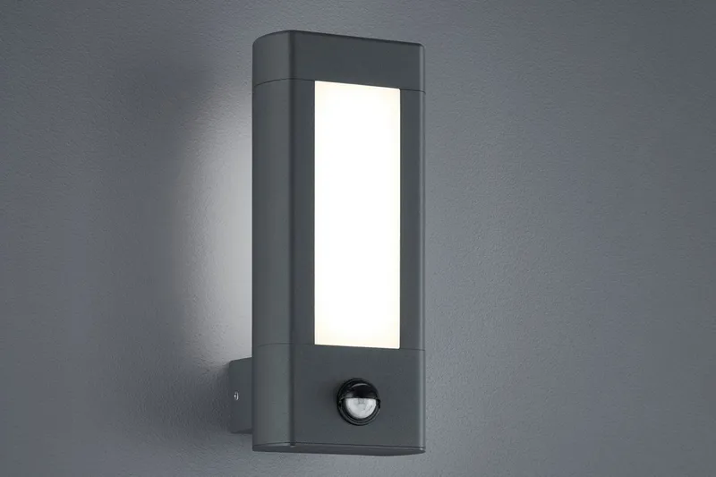 Rhine LED Vägglampa rörelsessensor antracit, Antracit/Vit