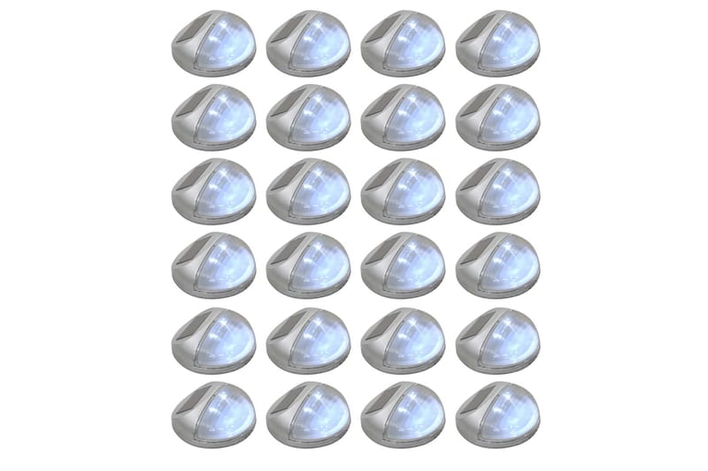 Soldrivna vägglampor 24 st LED runda silver - Silver - Belysning - Utomhusbelysning - Fasadbelysning