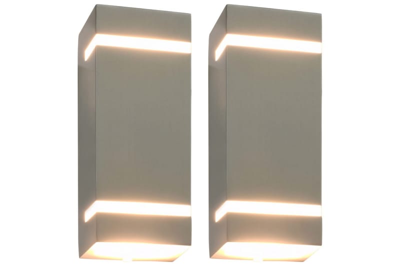 Utomhusvägglampa 2 st 35 W silver rektangulär - Silver - Belysning - Utomhusbelysning - Fasadbelysning