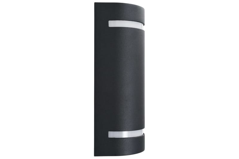 Utomhusvägglampa 2 st 35 W svart halvrund - Svart - Belysning - Utomhusbelysning - Fasadbelysning