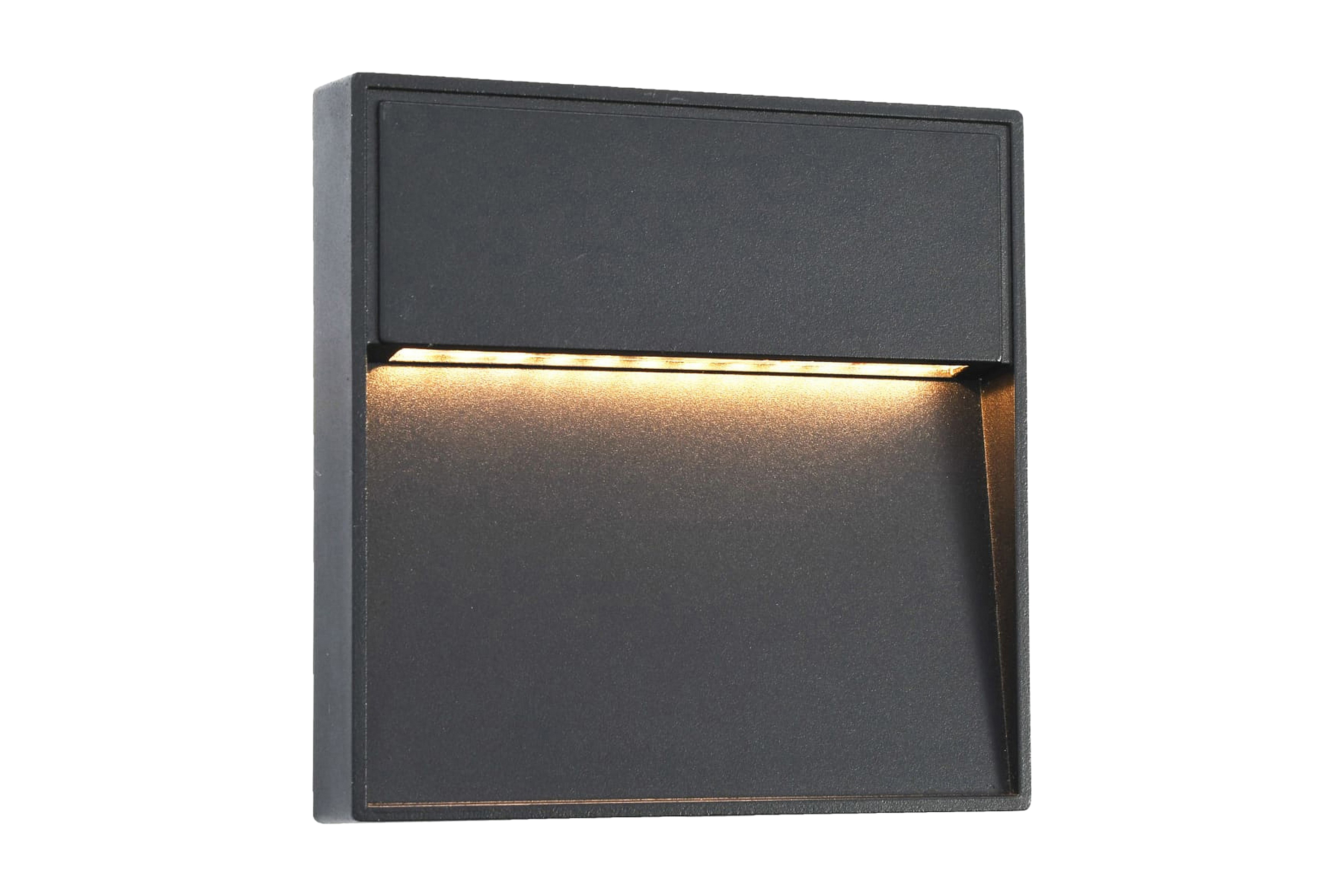 Utomhusvägglampa LED 2 st 3 W svart fyrkantig – Svart