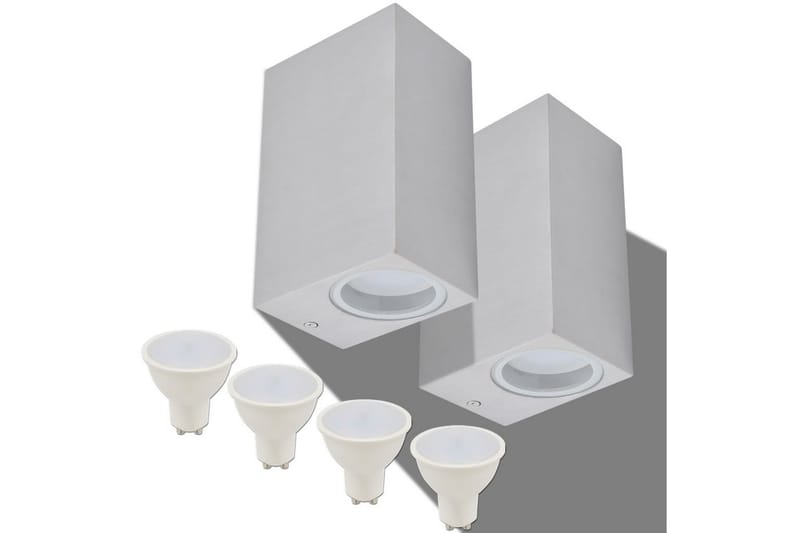 Utomhusvägglampa LED 2 st fyrkantiga uppåt/nedåt - Silver - Belysning - Utomhusbelysning - Fasadbelysning