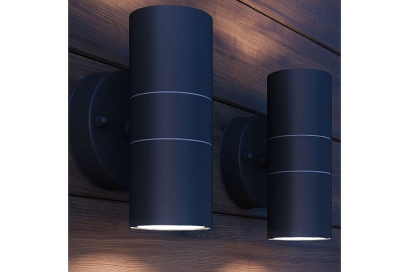 Utomhusvägglampa LED 2 st rostfritt stål uppåt/nedåt - Svart - Fasadbelysning