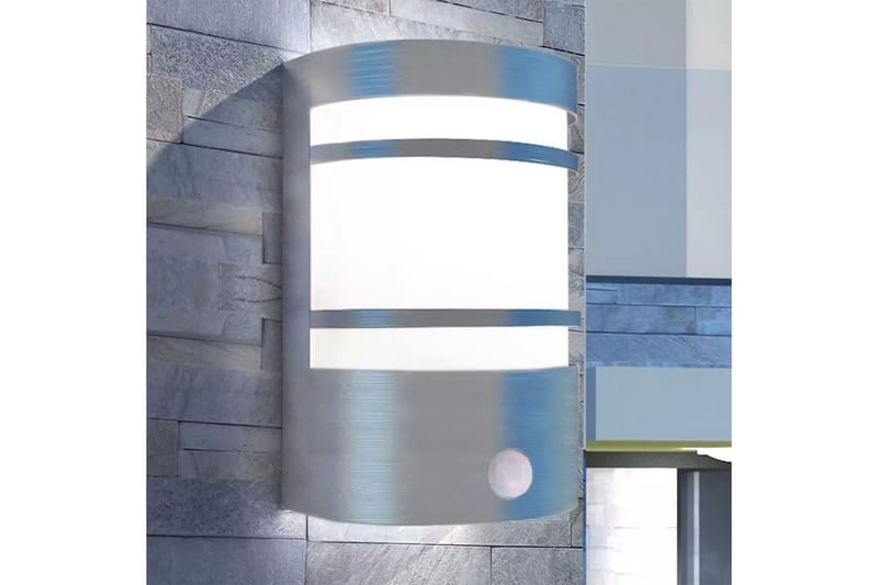 Utomhusvägglampa med sensor rostfritt stål - Silver - Fasadbelysning