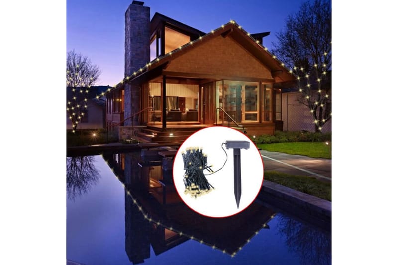 Soldriven ljusslinga LED varmvit - Svart - Balkongbelysning - Ljusslinga utomhus
