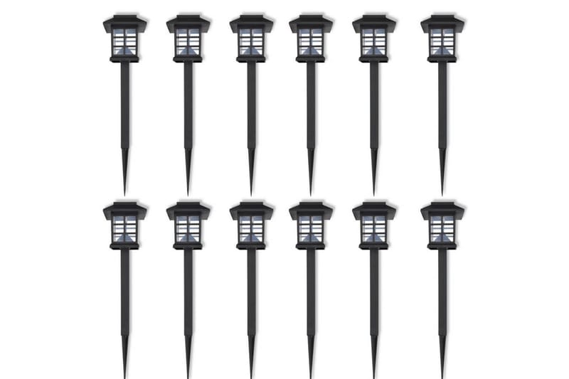 Soldrivna marklampor LED 12 st med spett 8,6x8,6x38 cm - Svart - Belysning - Utomhusbelysning - Markbelysning