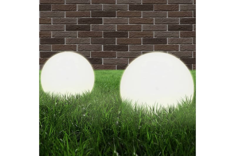 Globlampa LED set 2 st sfäriska 20 cm PMMA - Vit - Belysning - Utomhusbelysning - Pollare