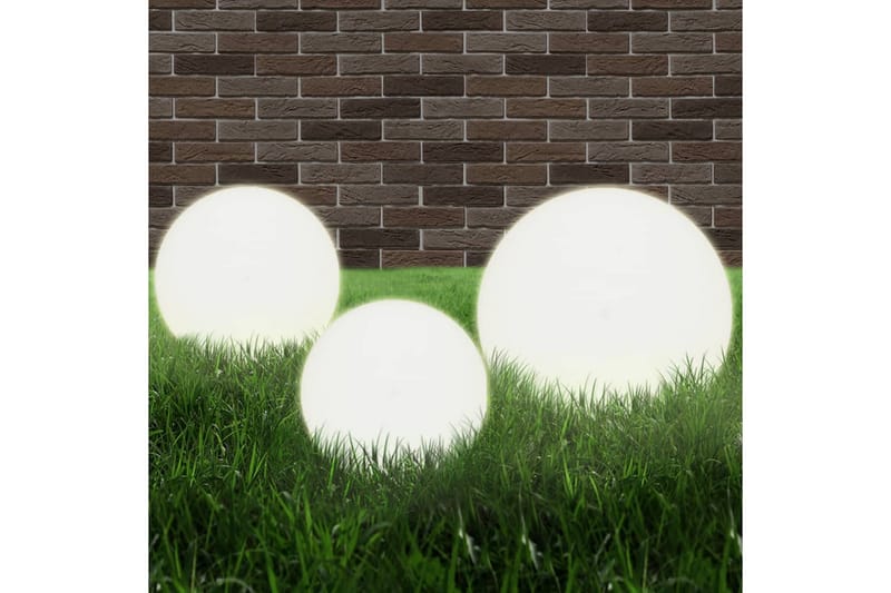 Globlampa LED set 3 st sfäriska 20/30/40 cm PMMA - Vit - Belysning - Utomhusbelysning - Pollare